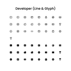 Developer/Coding Outline and Glyph (Solid) Icon Set