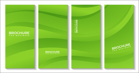 Wall Mural - set of brochures with abstract modern green curve bio background