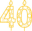Digital png illustration of yellow 40 number with flames on transparent background