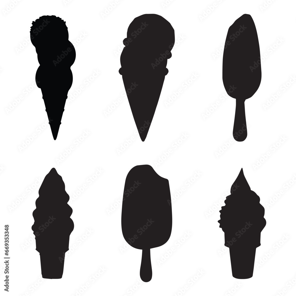 ice cream silhouette isolated black on white background Stock Vector ...