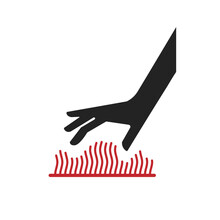Isolated Icon Of Hot Surface With Illutstation Hand And Red Fire, For Do Not Touch Safety Danger Sign