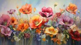 Fototapeta  - vibrantly-colored oil painted flowers - beautiful floral artwork