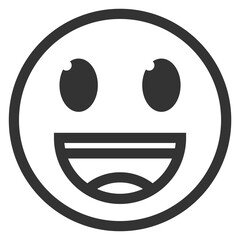 Vector illustration of open mouth smile emoticons. icon in dark color for website design .Simple design on transparent background (PNG).