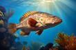 grouper in ocean natural environment. Ocean nature photography