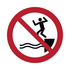 Wall Mural - No jumping into water sign