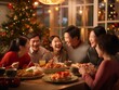 © Human AI - Happy asian family  having easter dinner together to celebrate christmas Thanksgiving lunch. holiday in cozy home