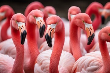 Poster - Generative AI : pink flamingo standing in the water at sunset or dawn.