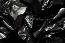 Black Crumpled Foil Abstract Background