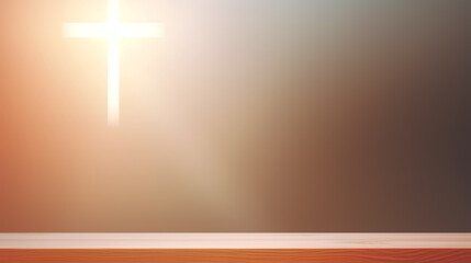 Wall Mural - Soft light background with a Christian cross.