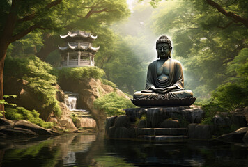 Buddha statue on nature background