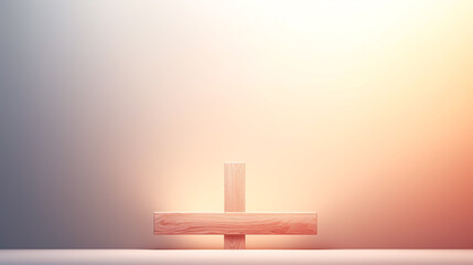 Poster - Soft light background with a Christian cross.