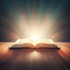 Wall Mural - Bright light comes from Christian Bible, Bible study concept.