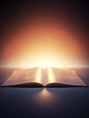 Wall Mural - Bright lighting coming out of book, knowledge is power, read more.