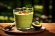 glass of chilled avocado gazpacho. Generative AI