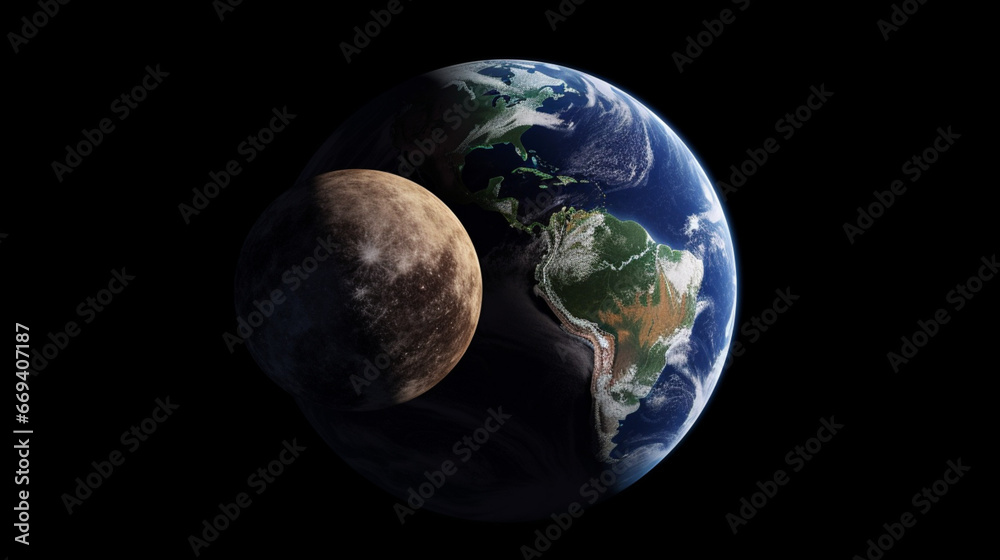 An artistic depiction: Earth and Moon showcased in a harmonious and ...