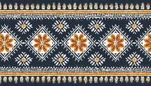 Beautiful Ethnic Abstract Ikat Art. Seamless Kasuri Pattern In Tribal,folk Embroidery,and Mexican Style