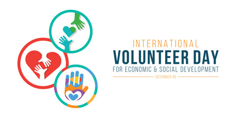 Wall Mural - Vector illustration of International Volunteer day is observed every year on December 5, to promote volunteering and recognize volunteer contributions to the achievement