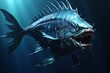 a predatory marine fish with sharp teeth and a streamlined body. Generative AI