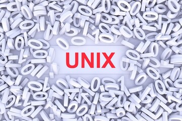 Poster - UNIX concept scattered binary code 3D illustration