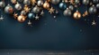 Christmas background with Christmas tree toys with space for your text