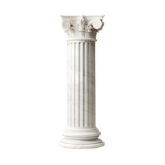 Antique White Greek pillar set. Transparent Icon Set. Architectural white columns Ionic.