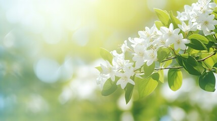 Wall Mural - Jasmine flower and nature spring bokeh background