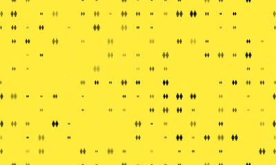 Poster - Seamless background pattern of evenly spaced black woman with woman symbols of different sizes and opacity. Vector illustration on yellow background with stars
