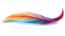  Pen Feather Colorful Wave Lines On Isolated Background, 