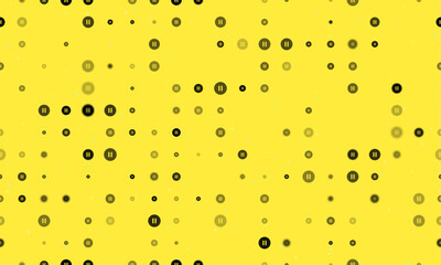 Poster - seamless background pattern of evenly spaced black pause symbols of different sizes and opacity. vec