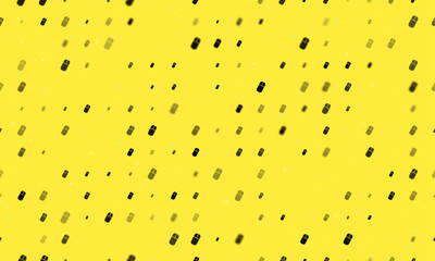 Poster - Seamless background pattern of evenly spaced black computer mouse symbols of different sizes and opacity. Vector illustration on yellow background with stars