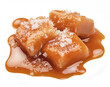 © Екатерина Иванова - Caramel candies covered with melt caramel and salt crystals isolated on white background.