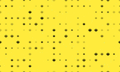 Poster - Seamless background pattern of evenly spaced black absorbent symbols of different sizes and opacity. Vector illustration on yellow background with stars