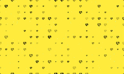 Poster - Seamless background pattern of evenly spaced black mom with baby symbols of different sizes and opacity. Vector illustration on yellow background with stars