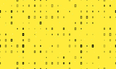 Poster - Seamless background pattern of evenly spaced black ace of spades cards of different sizes and opacity. Vector illustration on yellow background with stars