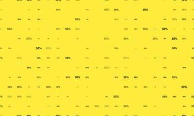 Poster - Seamless background pattern of evenly spaced black 50 percent symbols of different sizes and opacity. Vector illustration on yellow background with stars