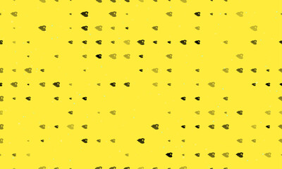 Poster - Seamless background pattern of evenly spaced black police cap symbols of different sizes and opacity. Vector illustration on yellow background with stars