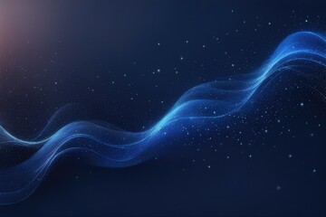 digital dark blue particles wave and light abstract background with shining dots stars