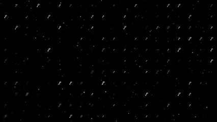 Poster - Template animation of evenly spaced old key symbols of different sizes and opacity. Animation of transparency and size. Seamless looped 4k animation on black background with stars