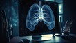 Human lungs on doctor's computer. Diagnose treatment virtual human lungs on modern interface screen. Healthcare medicine medical innovation technology. Online patient consultation. Health care digital