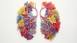 Human lungs with flower and leaves. Environmental nature eco air pollution concept. Lung respiratory chest organ. Health care, disease, cancer, pneumonia, asthma, pulmonary, world no tobacco day, stop