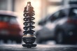 Auto parts shock absorber on blurred background. Generative AI