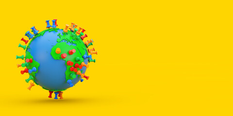 Poster - location marking pins on an earth globe. 3d rendering