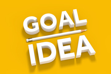 Leinwandbilder - Goal and Idea White Sign with White Pencil. 3d Rendering
