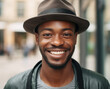 male african american man smiling in public