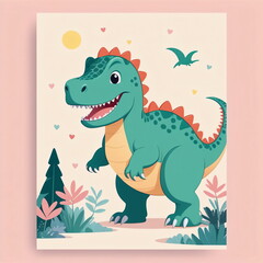  Charming Dinos in Pastel: Illustrated Postcards