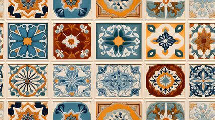 Wall Mural - Seamless pattern of figured tiles | generative AI