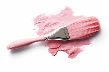 isolated pink paint brush. Generative AI