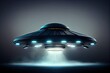 UFO with Beam, Alien Spaceship in Night Sky, Futuristic Mystery Transport, Abstract Generative AI Illustration