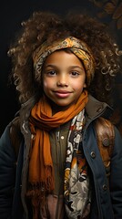 Wall Mural - Collage of different adorable children on background. People portrait illustration. Generative AI
