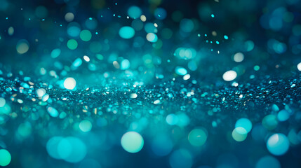 Wall Mural - Beautiful Teal Color Defocused Lights Bokeh Abstract Background